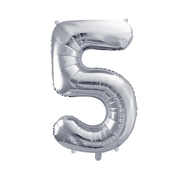Partydeco Folienballon Zahl 5 silber