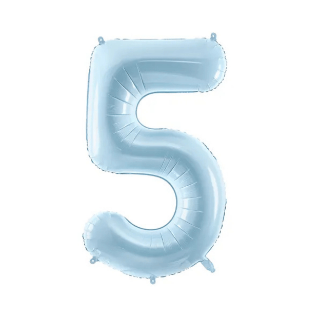 Partydeco Folienballon Zahl 5 hellblau