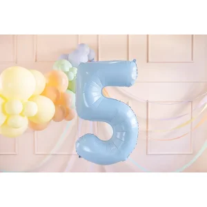Partydeco Folienballon Zahl 5 hellblau