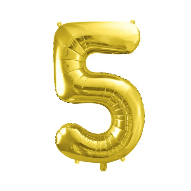 Partydeco Folienballon Zahl 5 gold