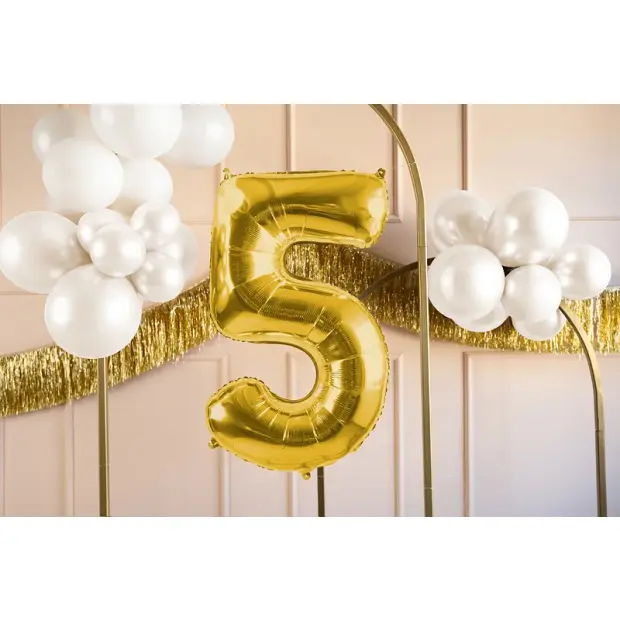 Partydeco Folienballon Zahl 5 gold