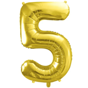 Partydeco Folienballon Zahl 5 gold