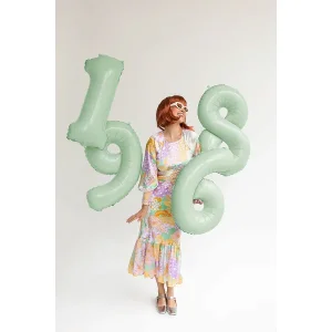 Partydeco Folienballon Zahl 6 grün