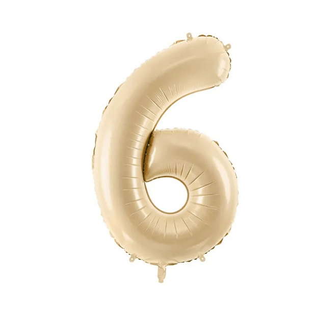 Partydeco Folienballon Zahl 6 beige