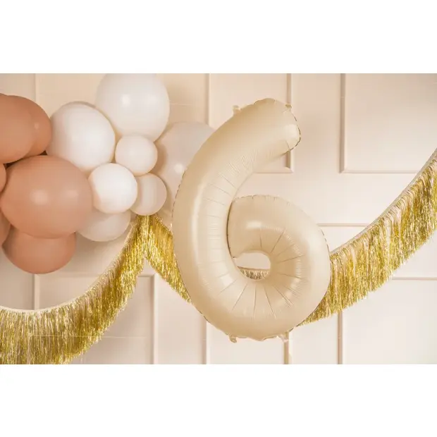 Partydeco Folienballon Zahl 6 beige