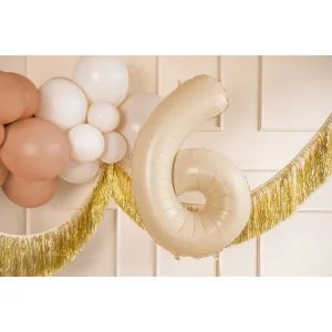 Partydeco Folienballon Zahl 6 beige