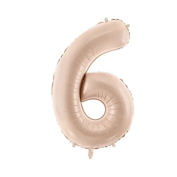 Partydeco Folienballon Zahl 6 beige dunkel