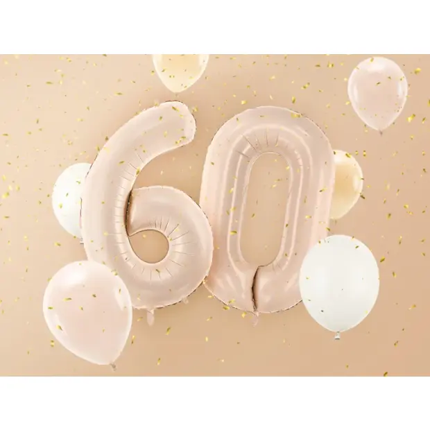 Partydeco Folienballon Zahl 6 beige dunkel