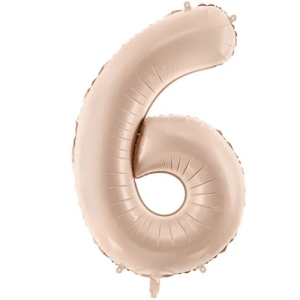 Partydeco Folienballon Zahl 6 beige dunkel