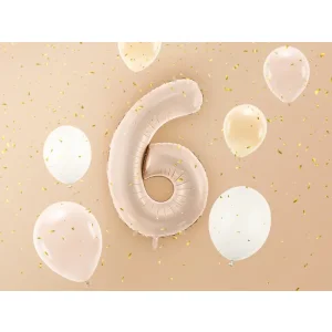 Partydeco Folienballon Zahl 6 beige dunkel