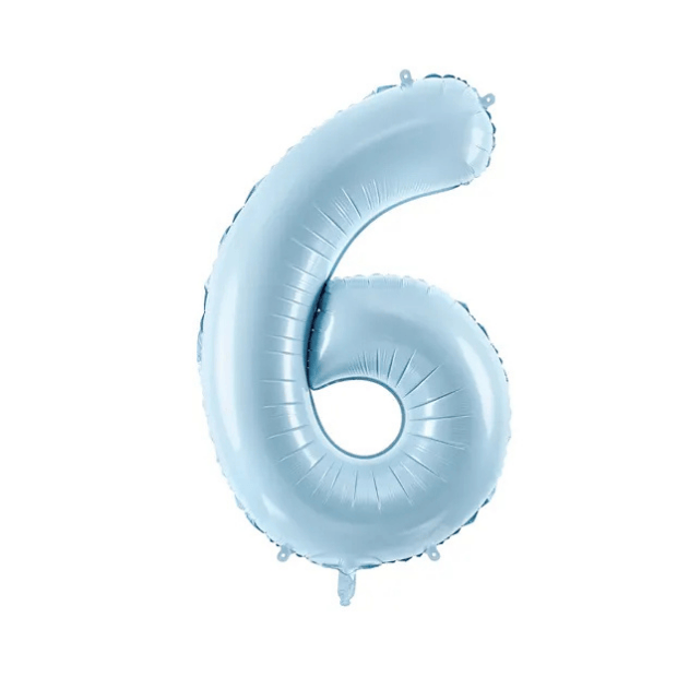Partydeco Folienballon Zahl 6 hellblau