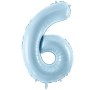 Partydeco Folienballon Zahl 6 hellblau