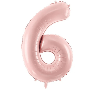 Partydeco Folienballon Zahl 6 hellrosa
