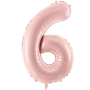 Partydeco Folienballon Zahl 6 hellrosa