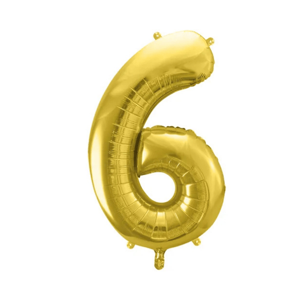 Partydeco Folienballon Zahl 6 gold
