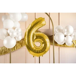 Partydeco Folienballon Zahl 6 gold