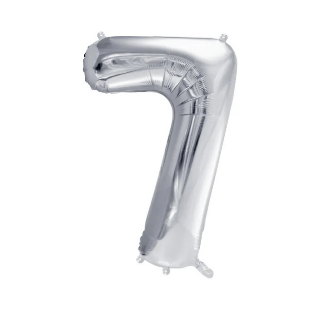 Partydeco Folienballon Zahl 7 silber
