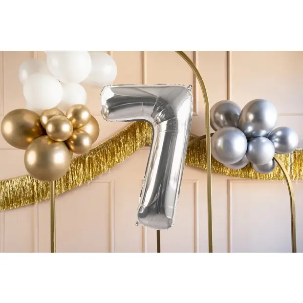 Partydeco Folienballon Zahl 7 silber