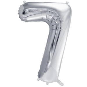 Partydeco Folienballon Zahl 7 silber