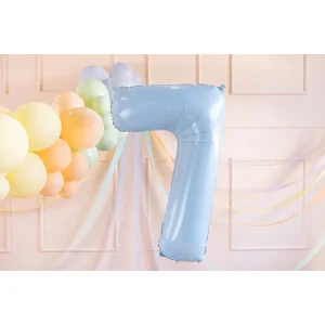 Partydeco Folienballon Zahl 7 hellblau
