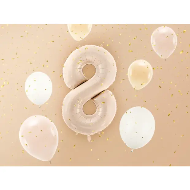 Partydeco Folienballon Zahl 8 beige dunkel