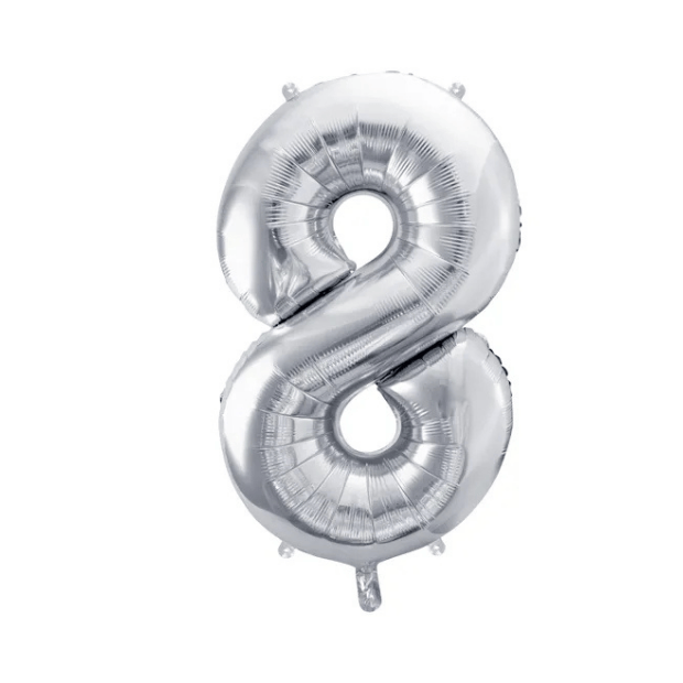 Partydeco Folienballon Zahl 8 silber
