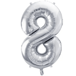 Partydeco Folienballon Zahl 8 silber