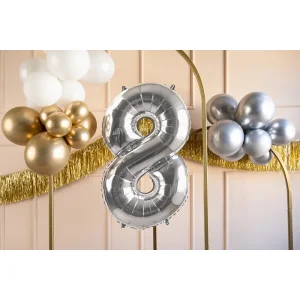 Partydeco Folienballon Zahl 8 silber