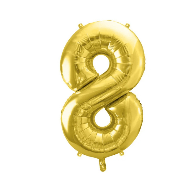 Partydeco Folienballon Zahl 8 gold