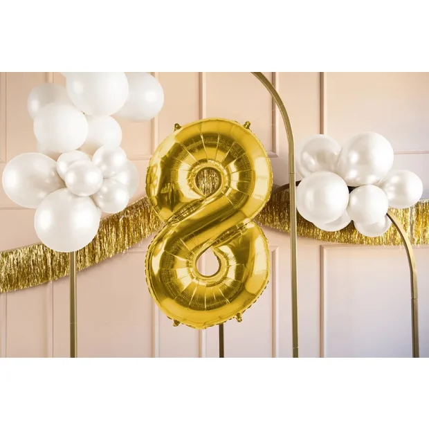 Partydeco Folienballon Zahl 8 gold