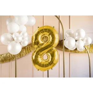 Partydeco Folienballon Zahl 8 gold