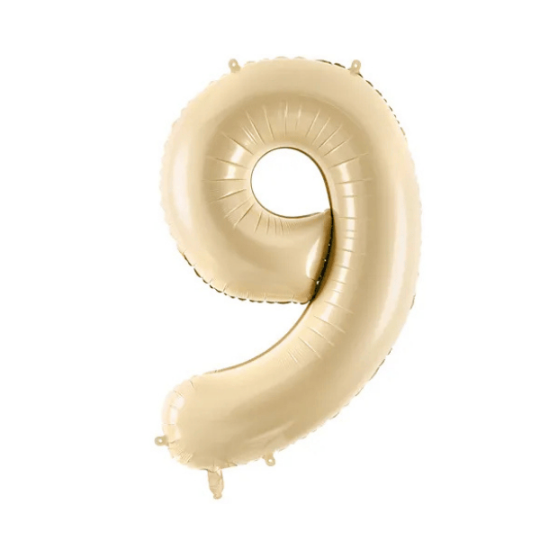 Partydeco Folienballon Zahl 9 beige