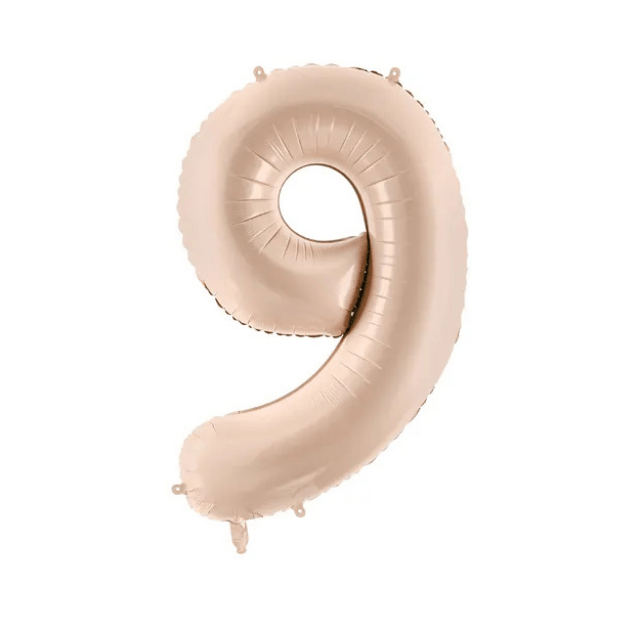 Partydeco Folienballon Zahl 9 beige dunkel