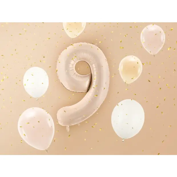 Partydeco Folienballon Zahl 9 beige dunkel