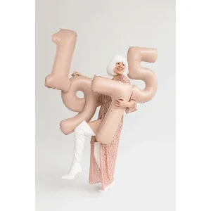 Partydeco Folienballon Zahl 9 beige dunkel