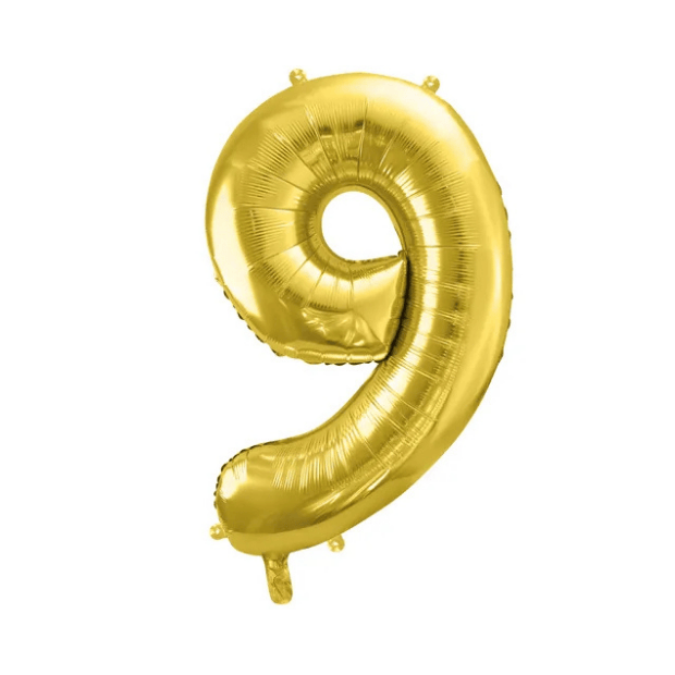 Partydeco Folienballon Zahl 9 gold
