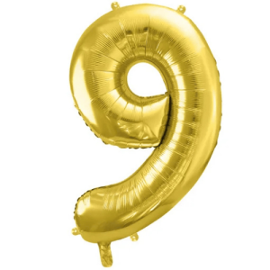 Partydeco Folienballon Zahl 9 gold
