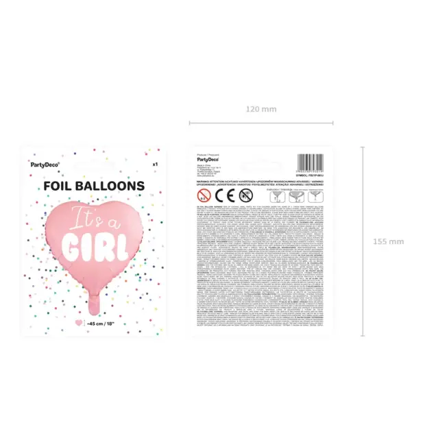 Partydeco Folienballon Herz Girl rosa