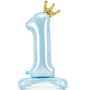 Partydeco Folienballon stehende Zahl 1 Krone blau