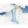 Partydeco Folienballon stehende Zahl 1 Krone blau
