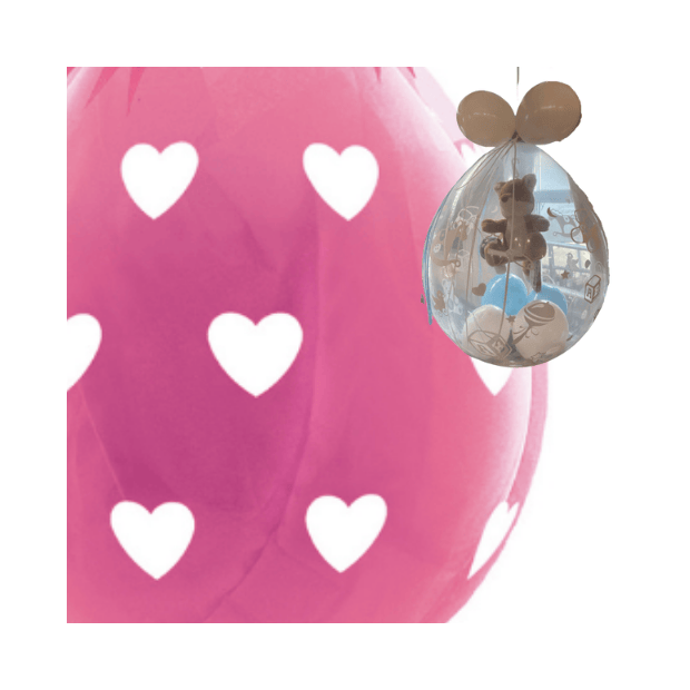 Verpackungsballon große Herzen weiß