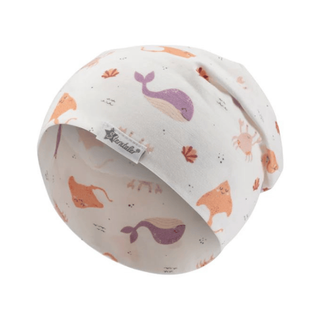 Beanie Jersey Meerestiere rosa orange
