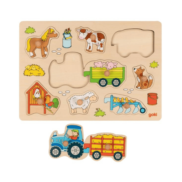 Steckpuzzle Traktor mit Anhängern
