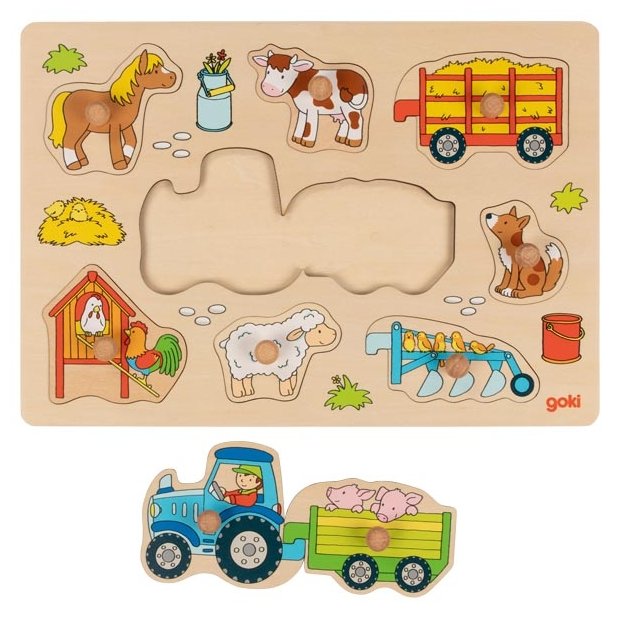 Steckpuzzle Traktor mit Anhängern