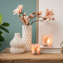 Windlicht M Hasen Dekor mit Herzen aus Glas 9x10x9cm (B/H/T)