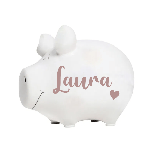Spardose - Sparschwein Weiß aus Keramik 12,5x9x9cm - personalisierbar
