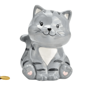 Spardose Katze  - Grau aus Keramik 12x16x10cm