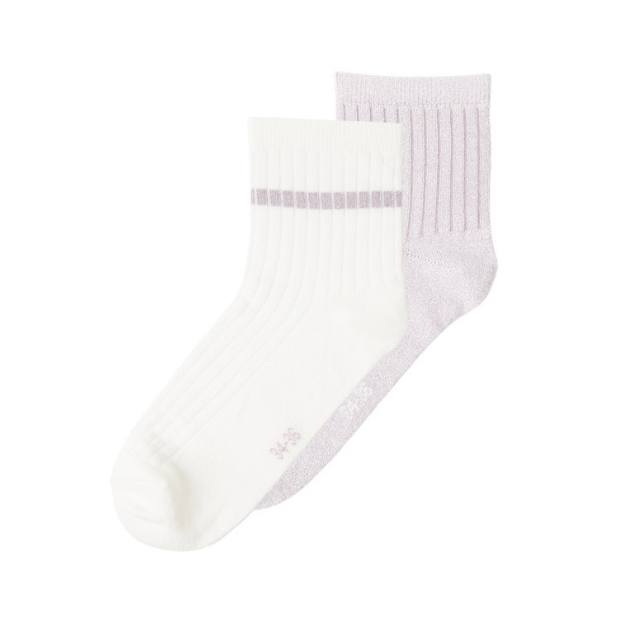 Mädchen Söckchen 2er-Pack flieder weiss