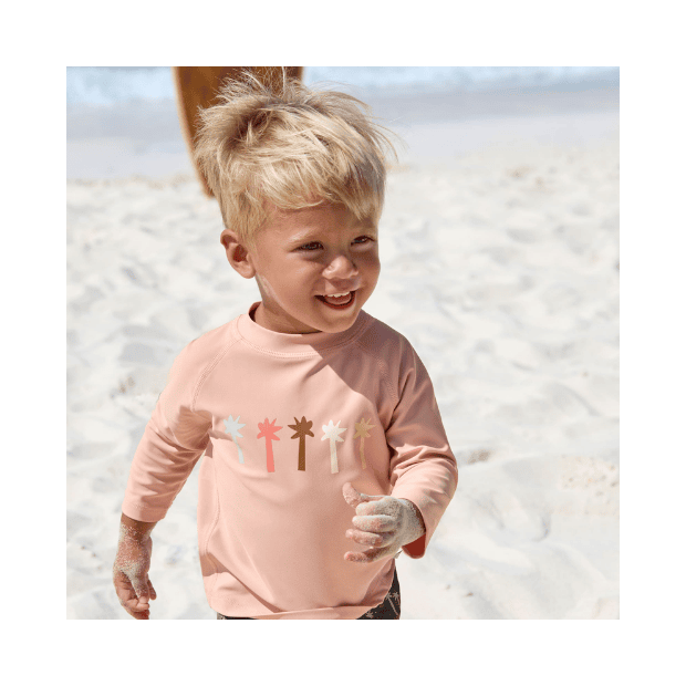 Lässig UV Shirt Kinder Langarm - Palmen, Rosa