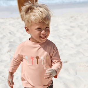 Lässig UV Shirt Kinder Langarm - Palmen, Rosa